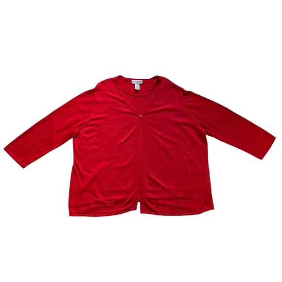 Sag Harbor 2 Layer 1-Piece Cardigan Sweater Size 3XL Red Long Sleeves Stretch - Picture 2 of 7